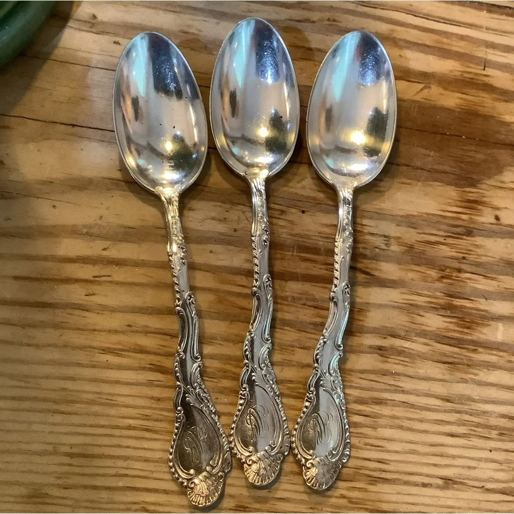 Antique Vintage Set of 3 Silver Plate Teaspoons